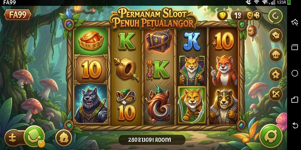 Tampilan gameplay menegangkan dengan mesin slot yang menarik.