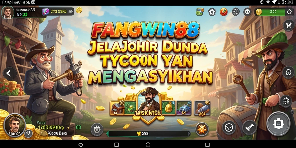 Tangkapan layar gameplay FANGWIN88 yang menunjukkan pembangunan bisnis Tycoon.