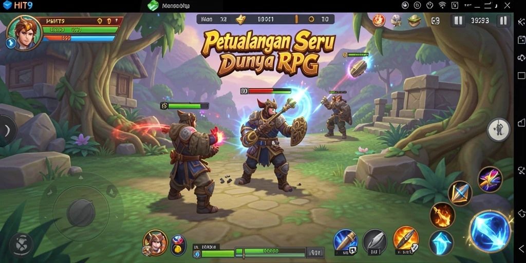 Tampilan gameplay seru dalam dunia fantasi RPG HIT9.