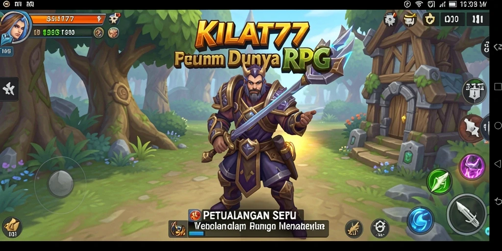 Screenshot gameplay KILAT77 menampilkan pertarungan epik dalam dunia RPG.