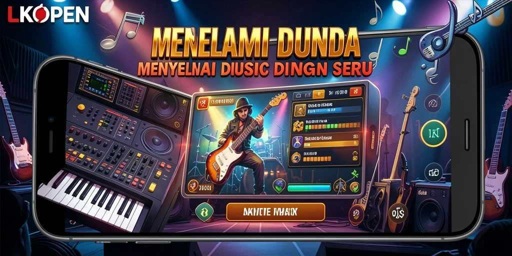 Screenshot dari gameplay LKOPEN yang menampilkan interaksi musik.