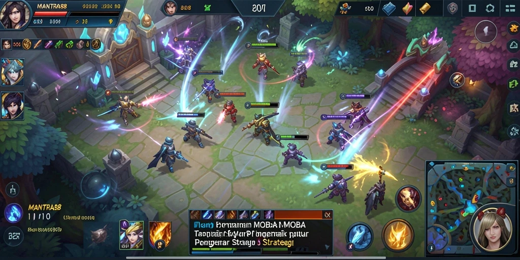 Tampilan gameplay seru dari MANTRA88 dengan aksi MOBA yang mendebarkan.