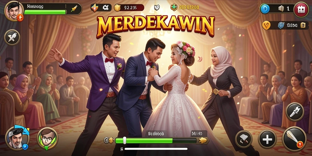 Tampilan gameplay seru dalam pertarungan <strong>MERDEKAWIN</strong> yang memikat.