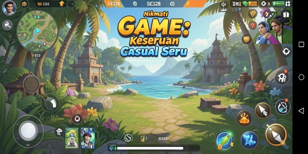 Tampilan gameplay SE328 dengan karakter yang lucu dan warna cerah.